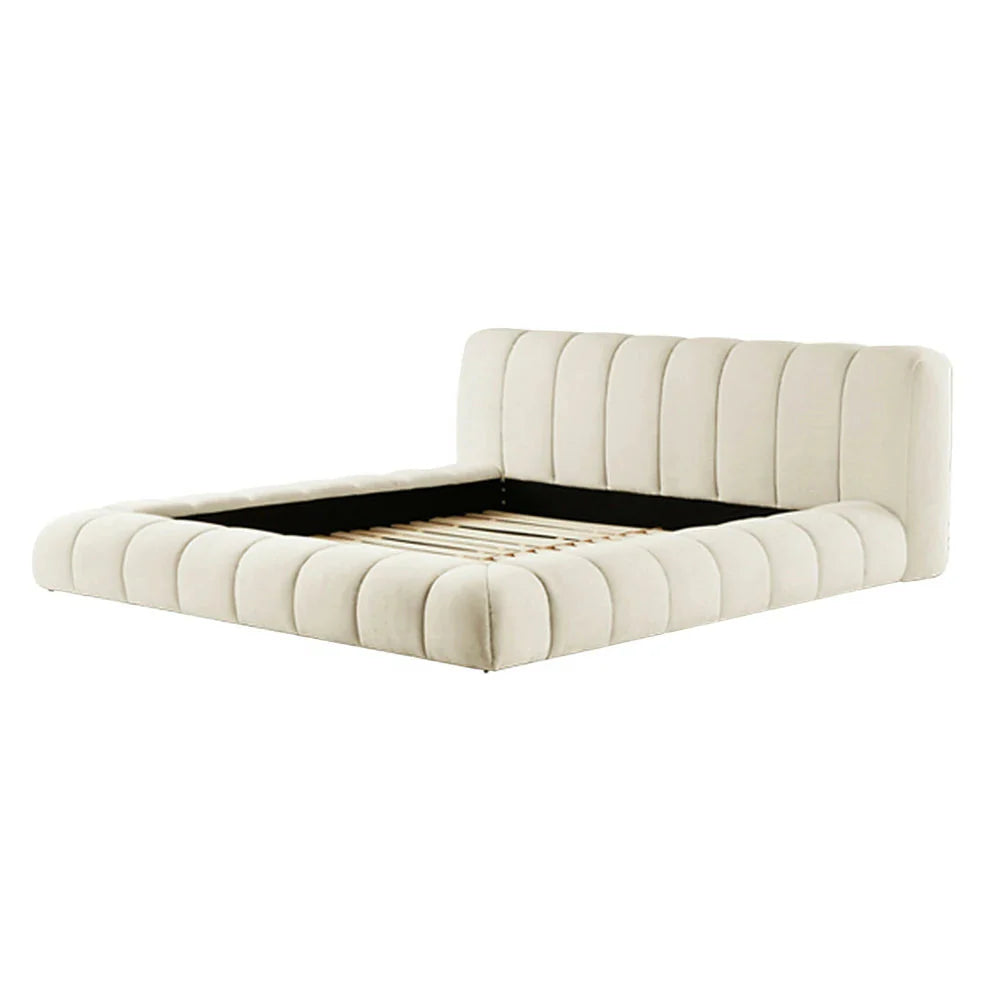 LUXORA Upholstered Frame Steel Headboard, Bed Cotton-Linen - 150/180cm, Water-Resistant, Sponge Frame Blend, Reinforced High-Density White