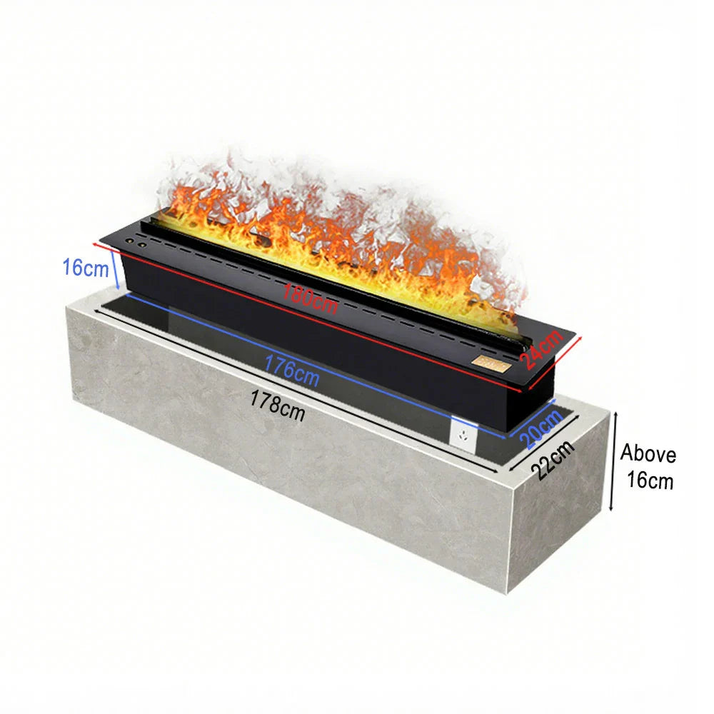 LIVARA CT700 Touch Timer Function LCD - Light Single-Color Flame, Screen, - Steel, Steel/304 70/180/250cm Fireplace Stainless Dual Control, Fog Design, Humidifier Black