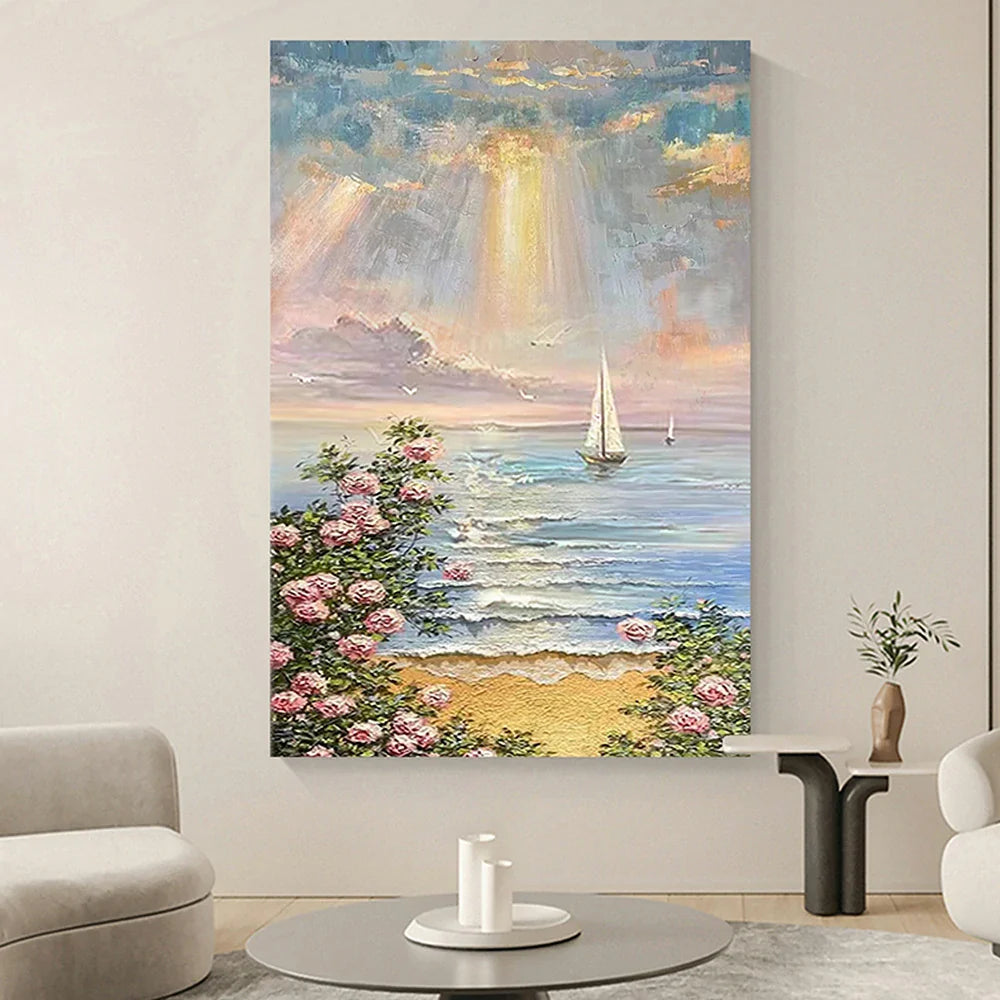 LUXORA Hand Painted with Living Canvas Created Artistic Minimalist 50/80/100cm Cozy Interiors Complement Oil Abstract Soft to and Homes Painting Modern Neutral Layers Rooms
