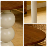 LUXORA 140/160cm Single Solid Wood Dining Table - French Cream Style Semi-Oval Edge Design Space-Saving Table for Dining & Work Spaces - Walnut & Cream