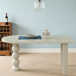 LUXORA 140/160cm Single Solid Wood Dining Table - French Cream Style Semi-Oval Edge Design Space-Saving Table for Dining & Work Spaces - White