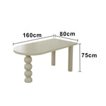 LUXORA 140/160cm Single Solid Wood Dining Table - French Cream Style Semi-Oval Edge Design Space-Saving Table for Dining & Work Spaces - White