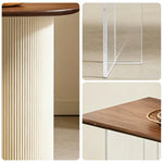 LUXORA 140/160cm Solid Pine Bar Table - Japandi Wabi-Sabi Design 5cm Thick Wood Top Space-Saving Wall Bar Table for Dining & Living Areas - Walnut & Cream