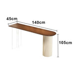 LUXORA 140/160cm Solid Pine Bar Table - Japandi Wabi-Sabi Design 5cm Thick Wood Top Space-Saving Wall Bar Table for Dining & Living Areas - Walnut & Cream