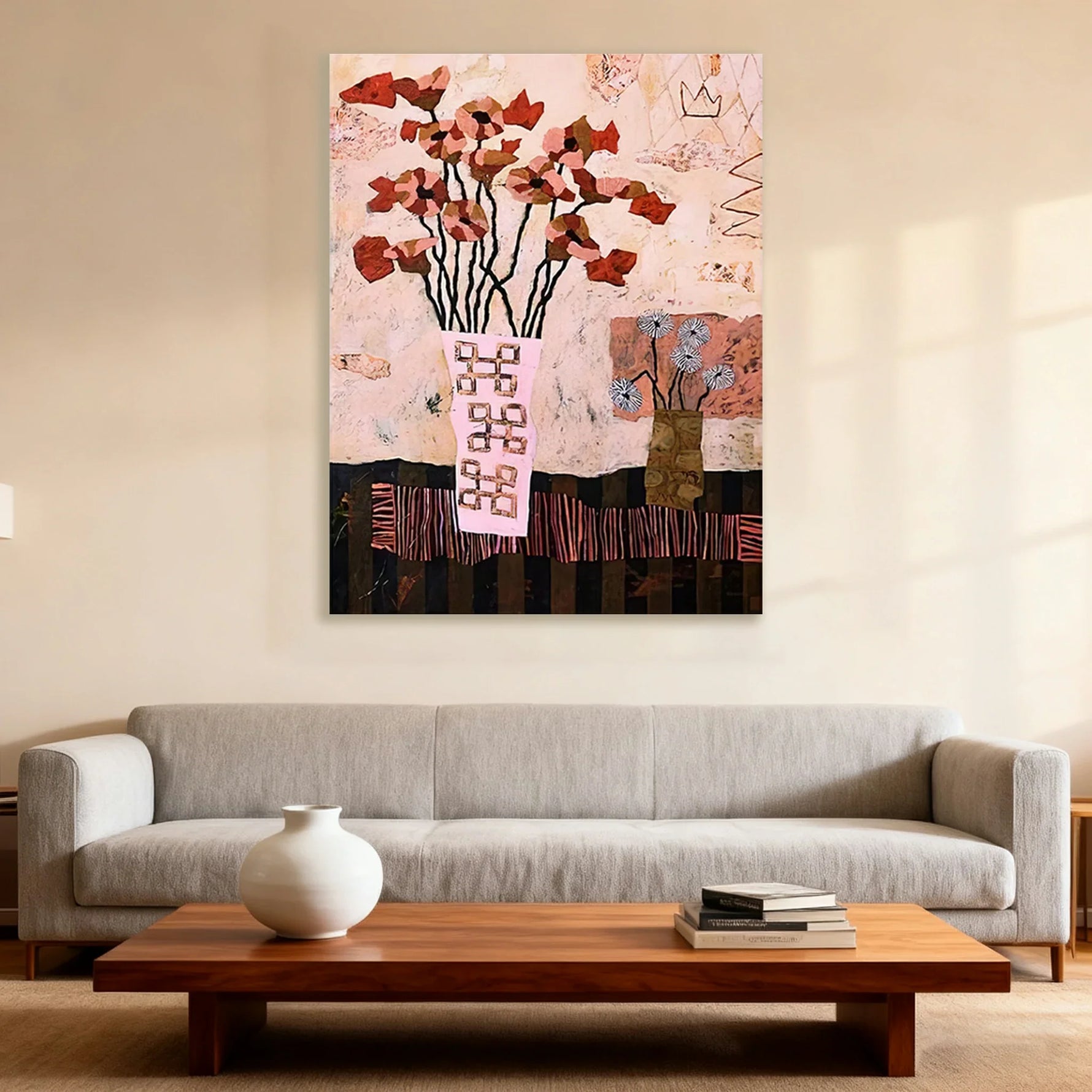 LUXORA Hand Painted Refined Oil Harmony Home for Modern Painting Gentle Offering Art Subtle 50/80/100cm Colour Minimalist and Wall Texture Decor