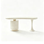 LUXORA French Cream Desk E1 Eco-Friendly Board Double Drawers 140/160cm for Bedroom Study Home Office