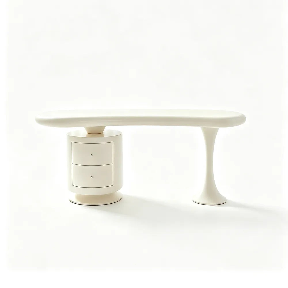 LUXORA French Cream Desk E1 Eco-Friendly Board Double Drawers 140/160cm for Bedroom Study Home Office