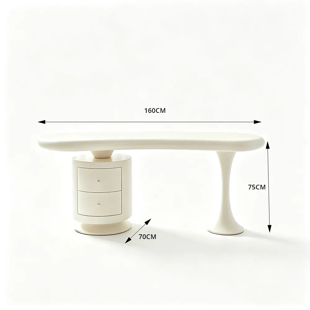 LUXORA French Cream Desk E1 Eco-Friendly Board Double Drawers 140/160cm for Bedroom Study Home Office