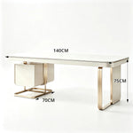 LUXORA Modern Desk with Bookshelf E1 Board Stone Slab USB Storage 140/160cm for Study Home Office Bedroom