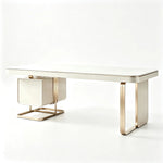 LUXORA Modern Desk with Bookshelf E1 Board Stone Slab USB Storage 140/160cm for Study Home Office Bedroom