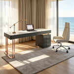 LUXORA Modern Luxury Desk Italian Sintered Stone Titanium Steel Storage 140/160cm for Study Home Office - Black