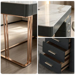 LUXORA Modern Luxury Desk Italian Sintered Stone Titanium Steel Storage 140/160cm for Study Home Office - Black