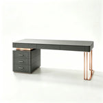 LUXORA Modern Luxury Desk Italian Sintered Stone Titanium Steel Storage 140/160cm for Study Home Office - Black