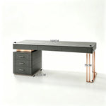 LUXORA Modern Luxury Desk Italian Sintered Stone Titanium Steel Storage 140/160cm for Study Home Office - Black