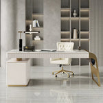 LUXORA Italian Sintered Stone Desk Solid Wood Drawers Power Outlet 140/160cm for Study Home Office Bedroom