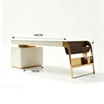 LUXORA Italian Sintered Stone Desk Solid Wood Drawers Power Outlet 140/160cm for Study Home Office Bedroom