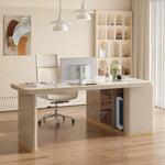 LUXORA French Cream Sintered Stone Desk 4C Piano Lacquer Storage 140/160cm for Bedroom Study Home Office