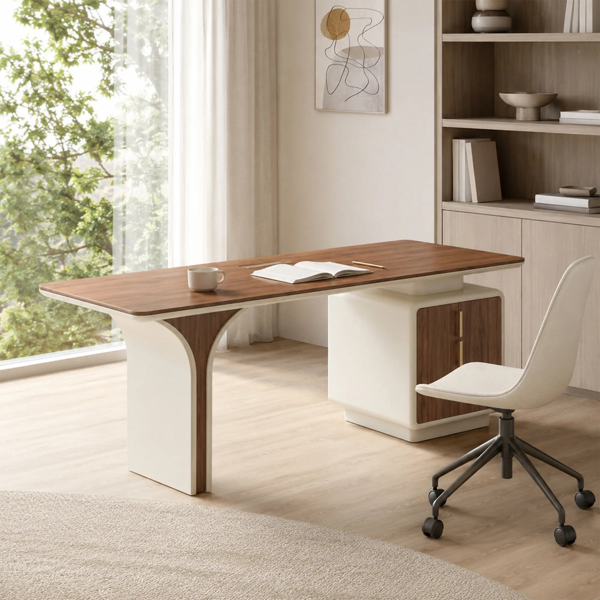 LUXORA Luxury Entryway Cabinet Walnut Finish Built-In USB Power Outlet Storage 140/160cm for Hallway Study Living Room