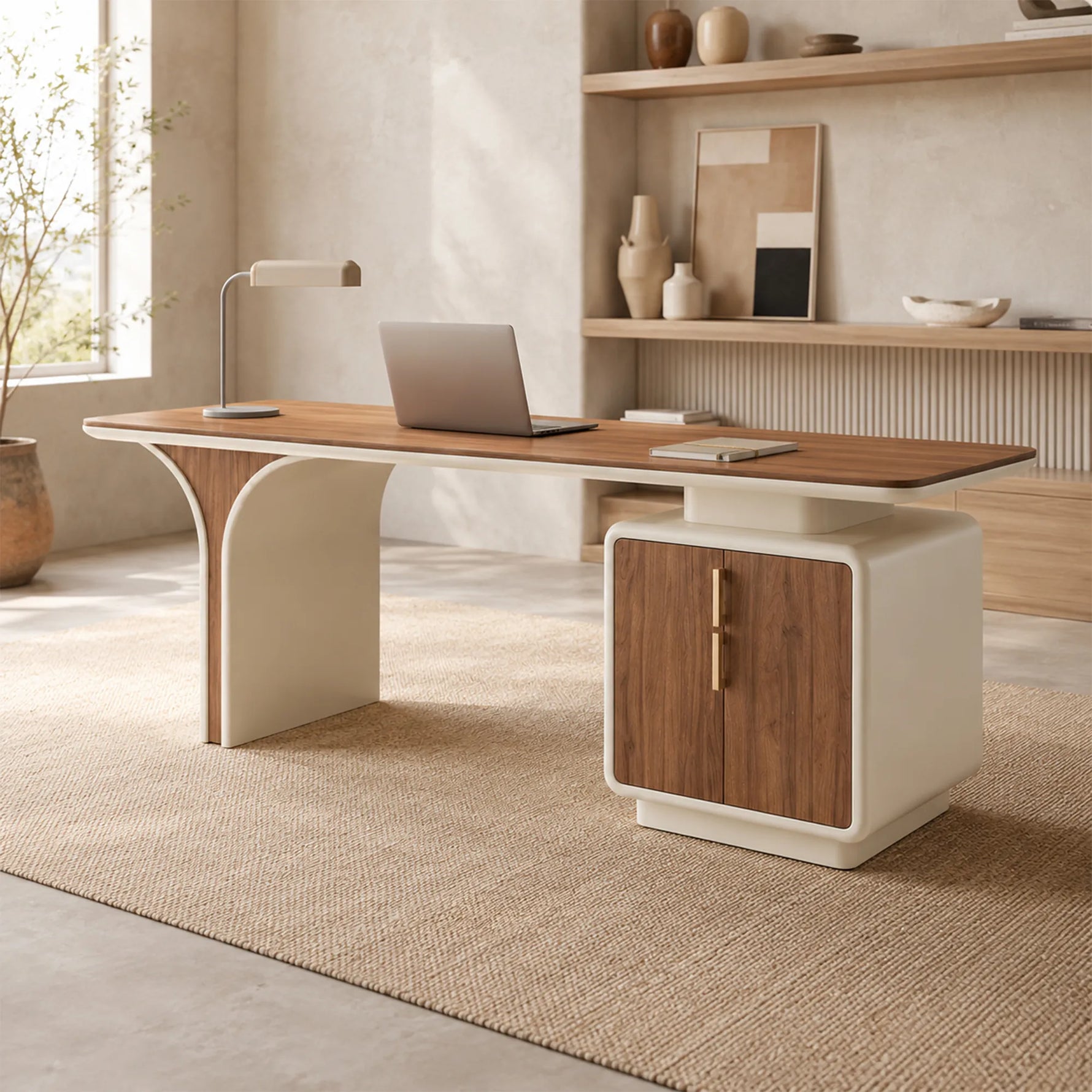 LUXORA Luxury Entryway Cabinet Walnut Finish Built-In USB Power Outlet Storage 140/160cm for Hallway Study Living Room
