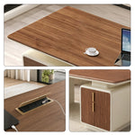 LUXORA Luxury Entryway Cabinet Walnut Finish Built-In USB Power Outlet Storage 140/160cm for Hallway Study Living Room