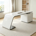 LUXORA Minimalist Luxury Desk Curved Legs Built-In Power Outlet 140/160cm for Study Bedroom Home Office