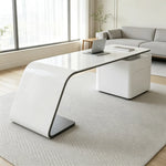 LUXORA Minimalist Luxury Desk Curved Legs Built-In Power Outlet 140/160cm for Study Bedroom Home Office