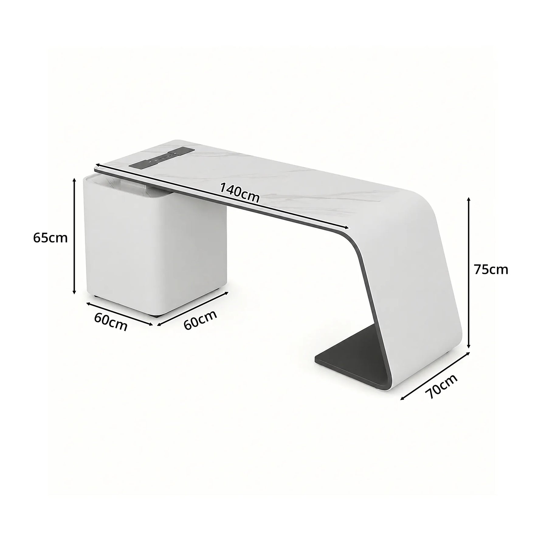 LUXORA Minimalist Luxury Desk Curved Legs Built-In Power Outlet 140/160cm for Study Bedroom Home Office