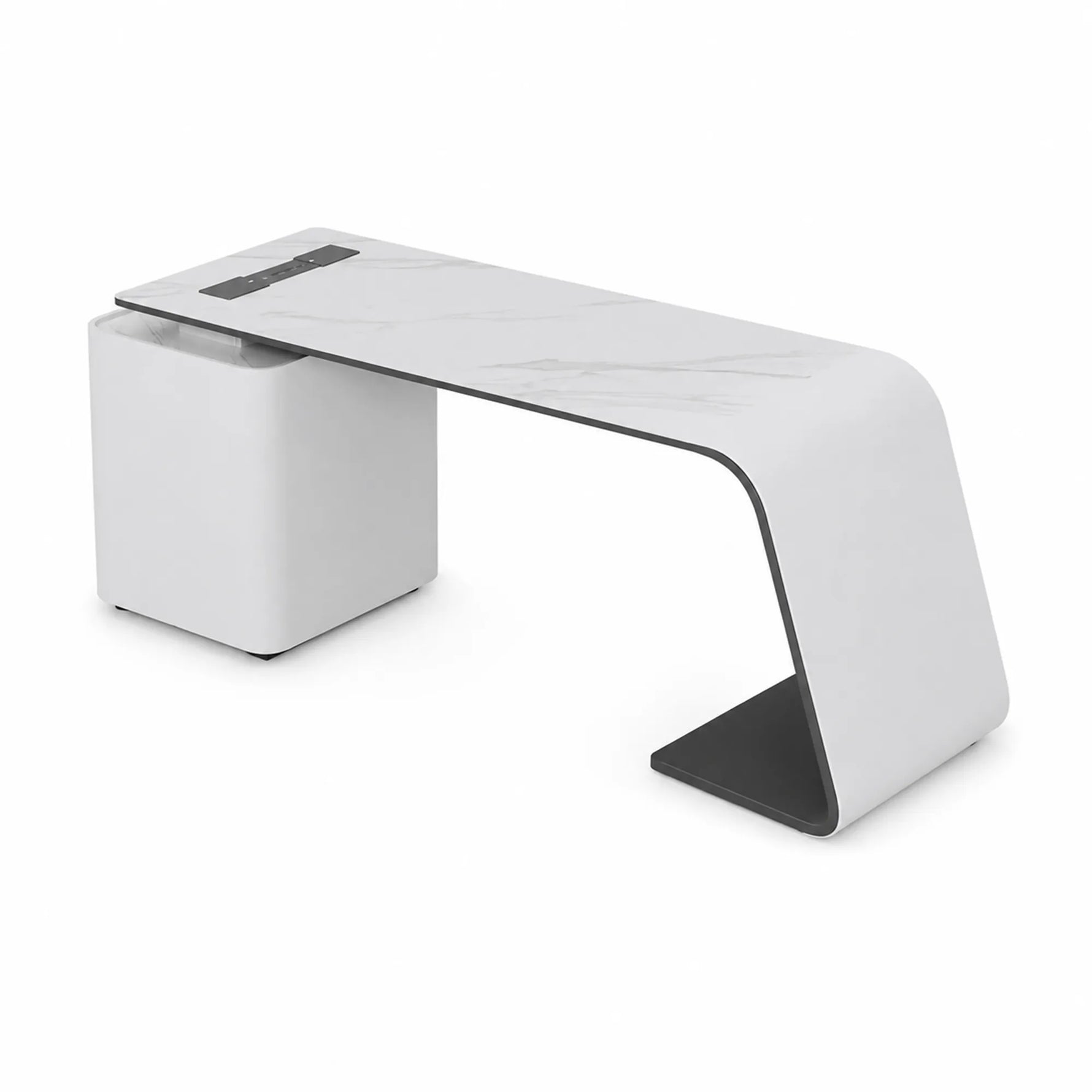 LUXORA Minimalist Luxury Desk Curved Legs Built-In Power Outlet 140/160cm for Study Bedroom Home Office