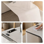 LUXORA Modern Home Office Desk Multi-Layer Wood Rounded Edges Power Outlet 140/160cm for Study Open Workspace