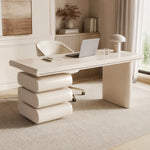 LUXORA French Cream Desk E1 Eco-Friendly Board 3-Drawer Storage 140/160cm for Bedroom Study Home Office
