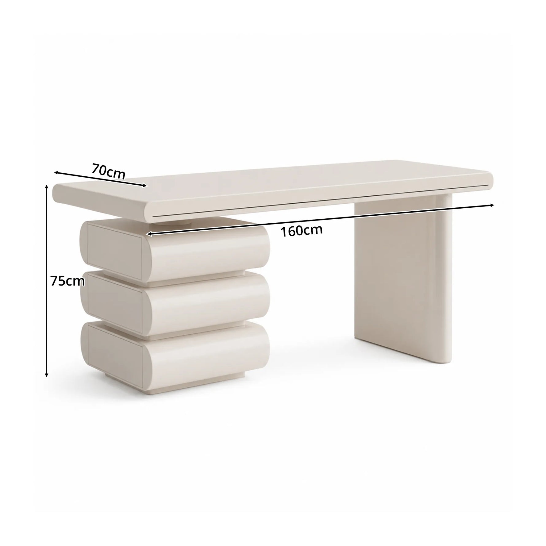 LUXORA French Cream Desk E1 Eco-Friendly Board 3-Drawer Storage 140/160cm for Bedroom Study Home Office