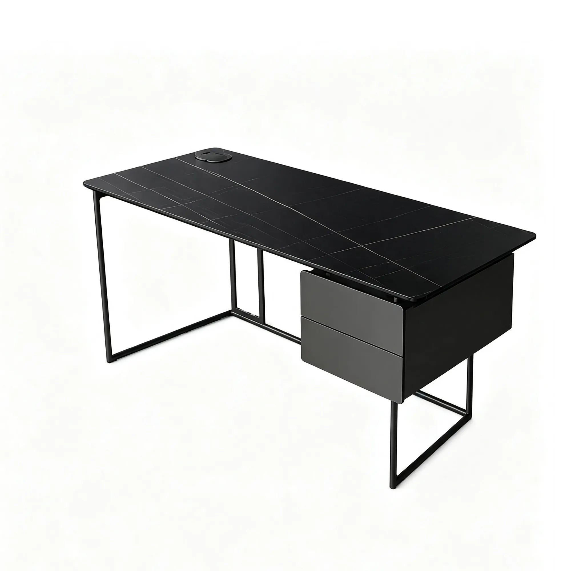 LUXORA Modern Luxury Sintered Stone Desk Metal Frame Solid Wood Storage 140/160cm for Study Home Office