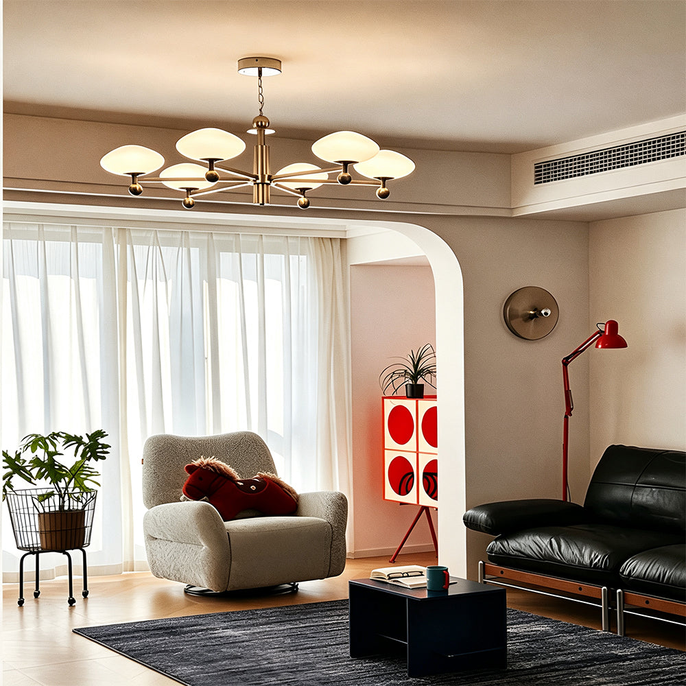 LUXORA 5th Gen Pro 6-Light LED Chandelier with Bridgelux LEDs Adjustable Chain for Living Dining Room - Brushed Nickel