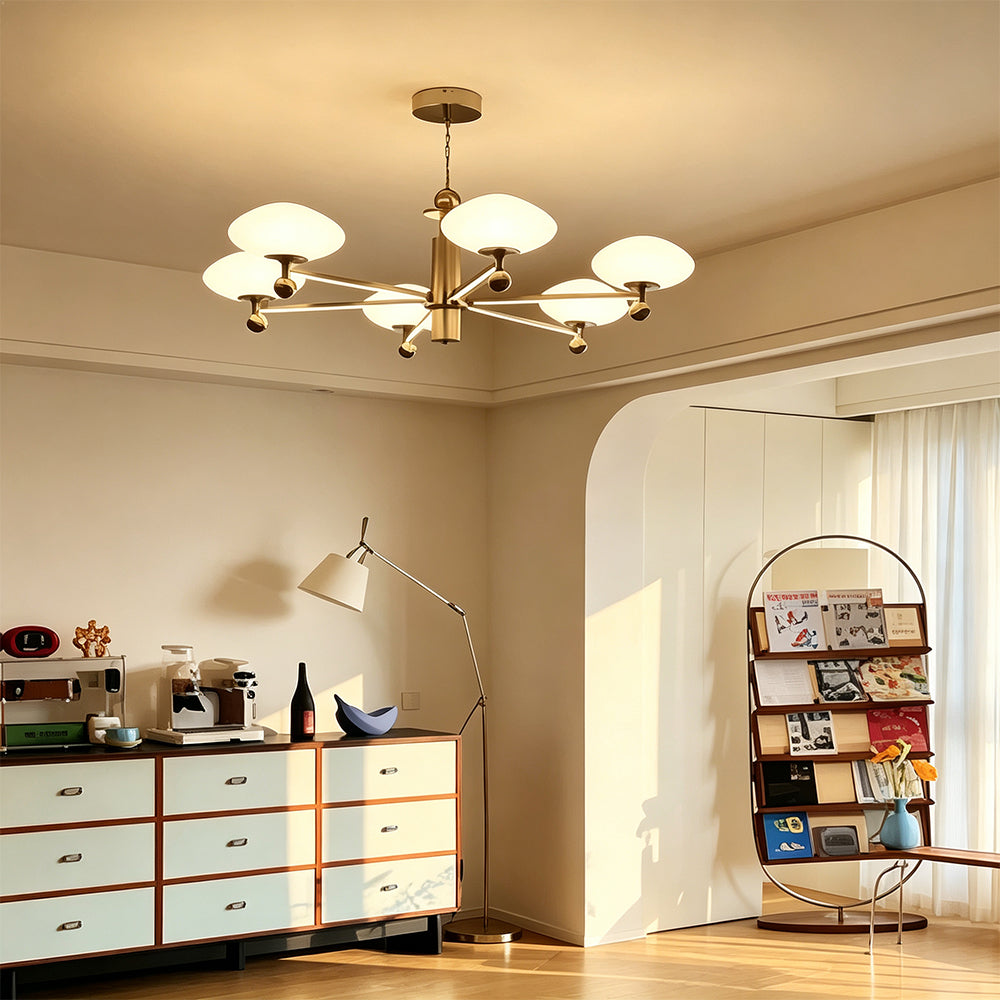 LUXORA 5th Gen Pro 6-Light LED Chandelier with Bridgelux LEDs Adjustable Chain for Living Dining Room - Brushed Nickel