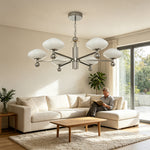 LUXORA 5th Gen Pro 6-Light LED Chandelier with Bridgelux LEDs Adjustable Chain for Living Dining Room - Brushed Nickel
