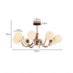LUXORA Mid-Century 8 Light Globe Chandelier with Curved Arms for Living Room Dining Room - Chrome & White