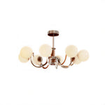 LUXORA Mid-Century 8 Light Globe Chandelier with Curved Arms for Living Room Dining Room - Chrome & White