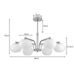 LUXORA Mid-Century 5 Light Chandelier with Ribbed Glass Globe Shades for Living Room Dining Room - Chrome & White