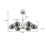 LUXORA Mid-Century 5 Light Chandelier with Ribbed Glass Globe Shades for Living Room Dining Room - Grey