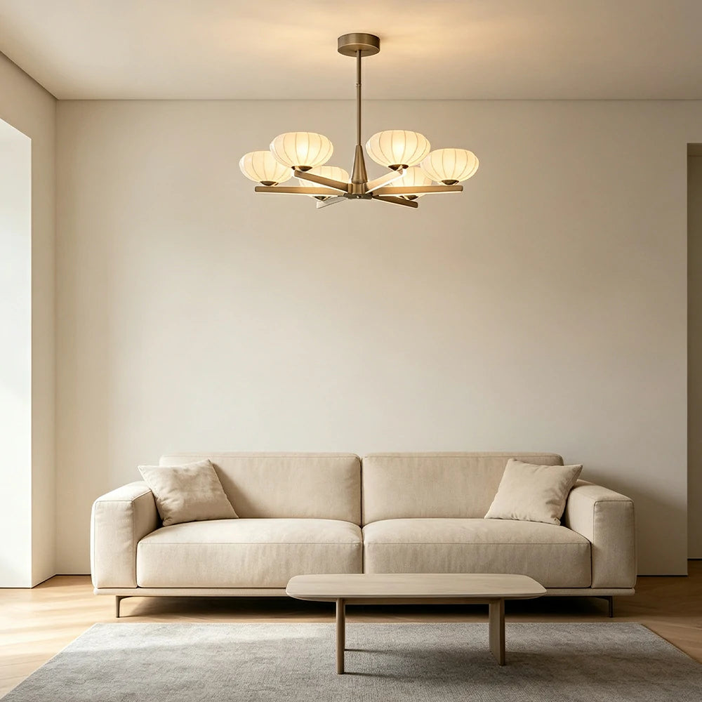 LUXORA  Modern Floral Glass Chandelier with Petal Shades for Living Room Dining Room - Chrome & White