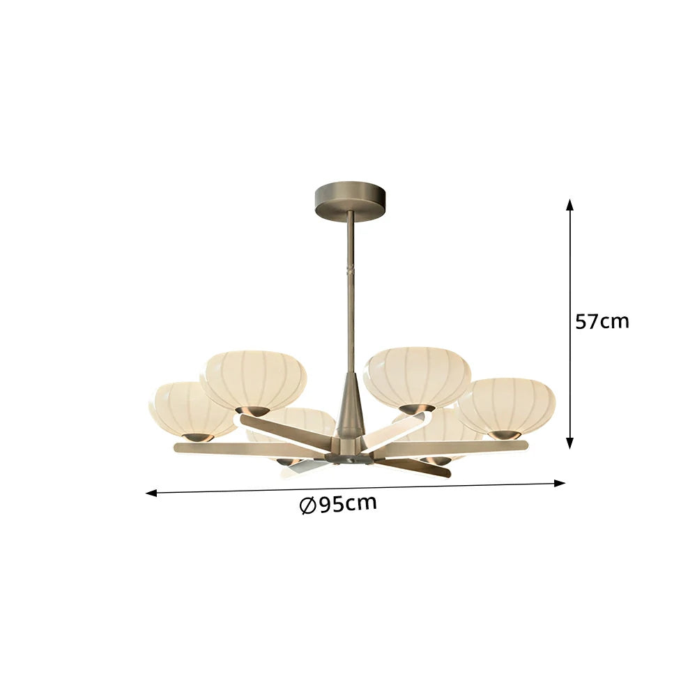 LUXORA  Modern Floral Glass Chandelier with Petal Shades for Living Room Dining Room - Chrome & White