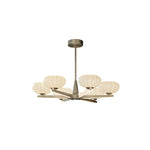 LUXORA  Modern Floral Glass Chandelier with Petal Shades for Living Room Dining Room - Chrome & White