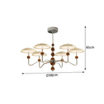 LUXORA  Mid-Century 6 Light Chandelier with Dome Shades and Wood Accents for Living Room Dining Room - Chrome & Cream