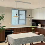 LUXORA Mid-Century Pendant Light with Saucer Shade and Wood Accent for Dining Room Kitchen Island - White & Walnut