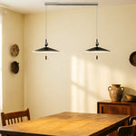 LUXORA Mid-Century Pendant Light with Saucer Shade and Wood Accent for Dining Room Kitchen Island - Black