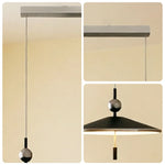 LUXORA Mid-Century Pendant Light with Saucer Shade and Wood Accent for Dining Room Kitchen Island - Black