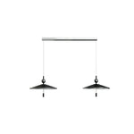 LUXORA Mid-Century Pendant Light with Saucer Shade and Wood Accent for Dining Room Kitchen Island - Black