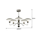 LUXORA Modern 5 Light LED Ring Chandelier with Wood Bead Accents for Living Room Dining Room - Chrome & Walnut