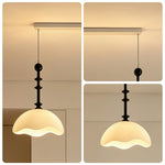 LUXORA Mid-Century Pendant Light with Scalloped Dome Shade and Bead Accents for Dining Room Kitchen Island - Cream & Black