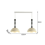 LUXORA Mid-Century Pendant Light with Scalloped Dome Shade and Bead Accents for Dining Room Kitchen Island - Cream & Black